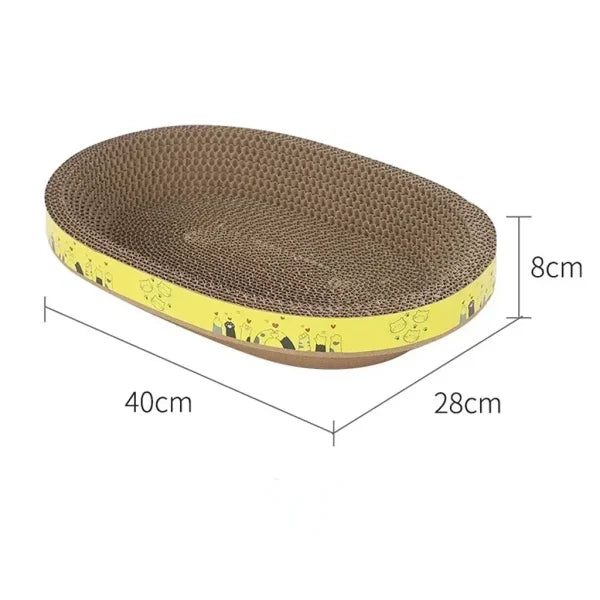 Cat Scratching Board - Oval Corrugated Paper Claw Toy & Furniture Protector - Himpall