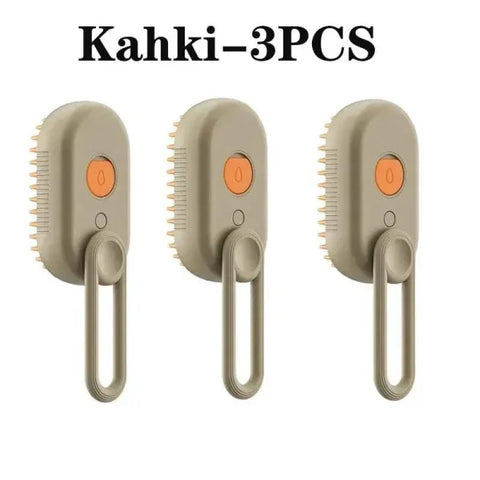 Cat Steam Brush - 3 in 1 Electric Spray for Pet Grooming - Kahki-3PCS