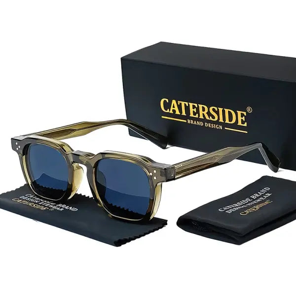 Party eyewear type small square sunglasses with UV400 model number - C02CA Green Gray / China Mainland / AS picture show