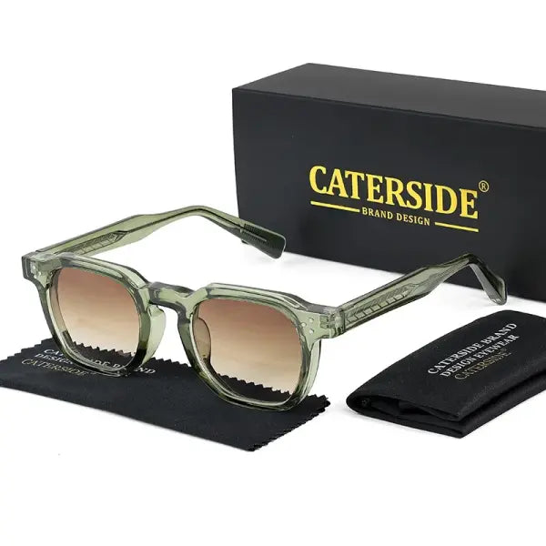 Men Sunglasses Square Plastic UV400 For Party Business - C07CA Green brown / China Mainland / AS picture show