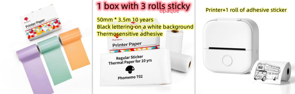 Phomemo T02 Portable Bluetooth Thermal Label Printer - White setE / USB