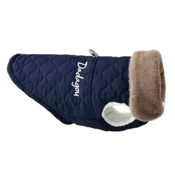 Waterproof Dog Jacket – Winter Warm Fleece Coat with Fur Collar for Small Dogs Chihuahua Yorkie & Pug - Blue / S
