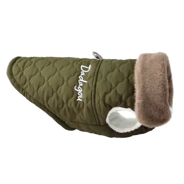 Waterproof Dog Jacket – Winter Warm Fleece Coat with Fur Collar for Small Dogs Chihuahua Yorkie & Pug - Green / L