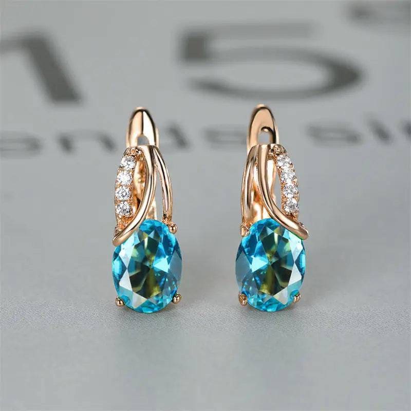 Champagne Gold Earrings - Blue