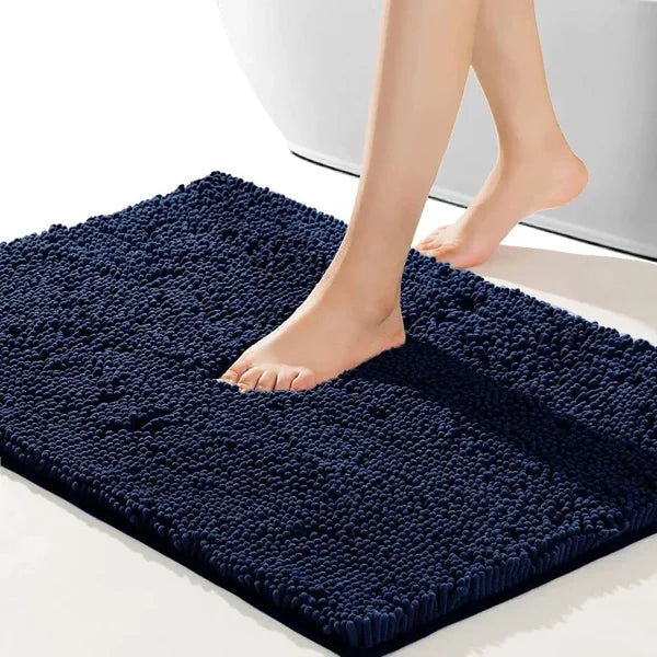 Chenille Bathroom Carpet - Non-Slip Plush Bath Mat with Ghibli & Cat Designs - DEEP BLUE / 500MMx800MM / United States