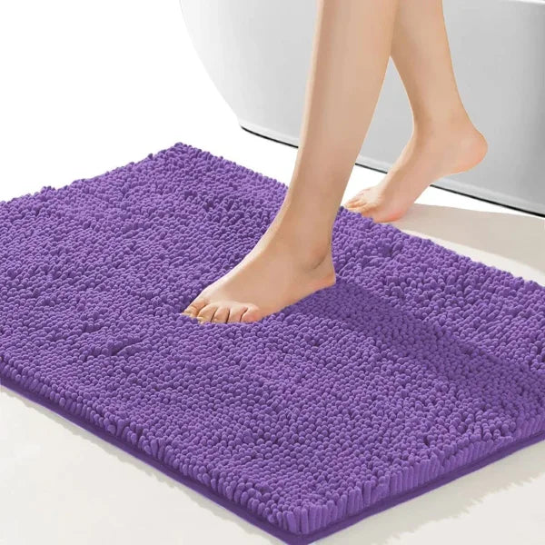 Chenille Bathroom Carpet - Non-Slip Plush Bath Mat with Ghibli & Cat Designs - PURPLE / 500MMx800MM / United States