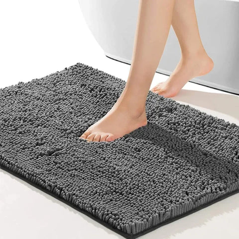 Chenille Bathroom Carpet - Non-Slip Plush Bath Mat with Ghibli & Cat Designs - DARK GRAY / 500MMx800MM / United States