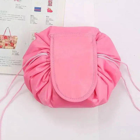 Chic Cosmetic Bag - Waterproof Drawstring Makeup Organizer - Dark Pink