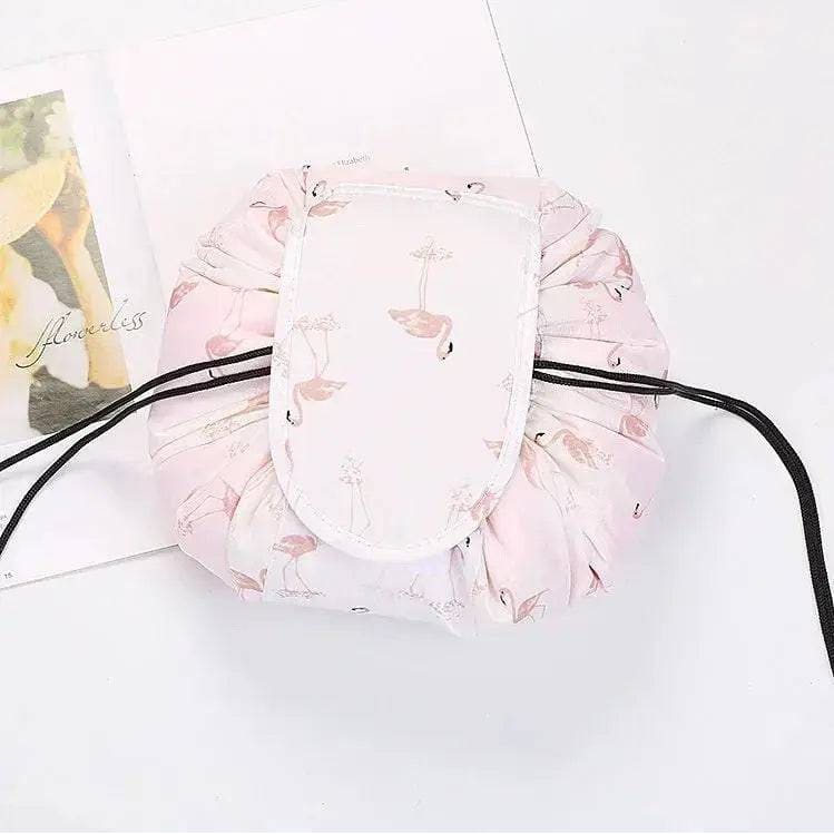 Chic Cosmetic Bag - Waterproof Drawstring Makeup Organizer - White Flamingo