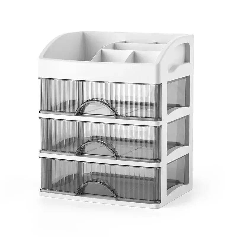 Chic Cosmetic Storage Solution: Large Capacity Drawer Makeup Box - White-three