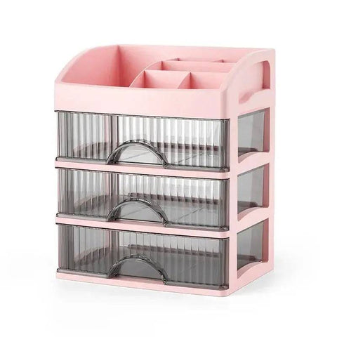 Chic Cosmetic Storage Solution: Large Capacity Drawer Makeup Box - Pink-three