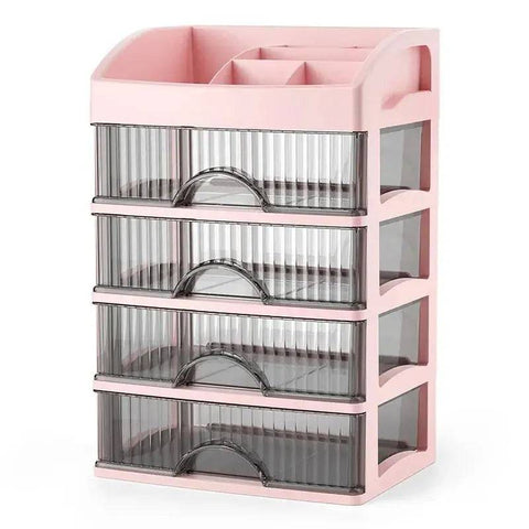 Chic Cosmetic Storage Solution: Large Capacity Drawer Makeup Box - Pink-four