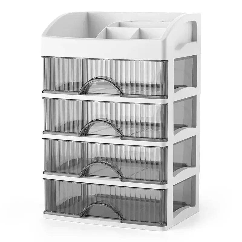 Chic Cosmetic Storage Solution: Large Capacity Drawer Makeup Box - White-four