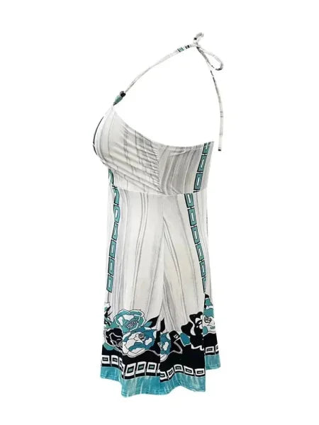 Chic Plus Size Dress - Trendy Halter Neck Allover Print Dress