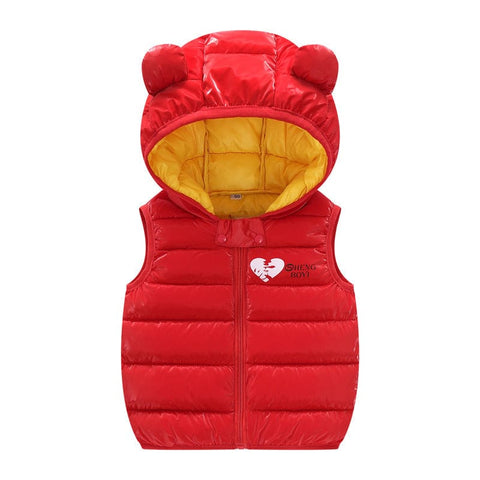 Children’s Warm Down Vest - Autumn Sleeveless Waistcoat for Boys & Girls - Red / 100cm