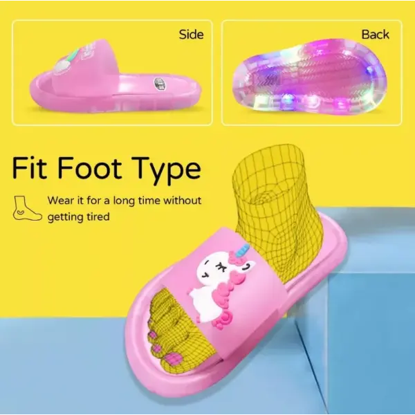 Children‘s Boys Girls Slippers Cartoon Unicorn Animals Prints Shoes Lighted Fashion Cute Shoes Bathroom Kids Toddler