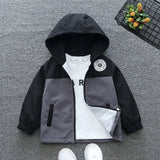Children’s Hooded Jacket Spring Boys Trench Girls Fashion Letter Outerwear Autumn Big Kids Casual Clothing Teenager