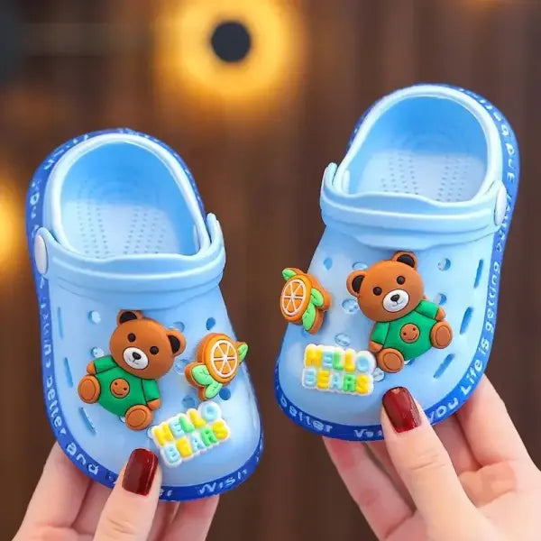 Children’s Slippers Cute Cartoon Girls Boys with Soft Soles Baby Bags Perforated Shoes Home and Baby Sandals - Sky blue