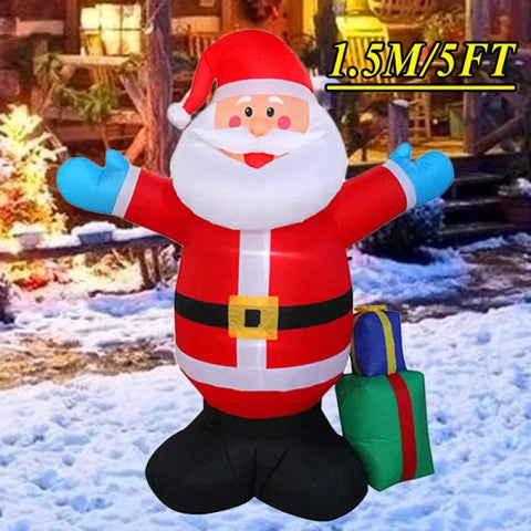 Inflatable Santa Claus decoration with LED lights creating a festive Christmas atmosphere