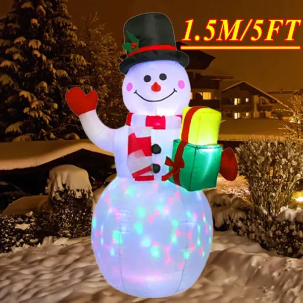 Illuminated inflatable snowman decoration for a festive Christmas atmosphere