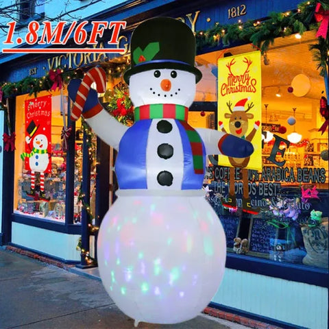 Inflatable snowman decoration with LED lights for a festive Christmas atmosphere