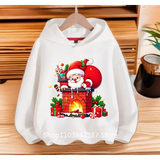 Christmas Santa Claus Hoodies Print Sweatshirts Boys Girls Unisex Hooded Sweatshirt Kids Fashion Cartoons Oversized