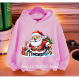 Christmas Santa Claus Hoodies Print Sweatshirts Boys Girls Unisex Hooded Sweatshirt Kids Fashion Cartoons Oversized