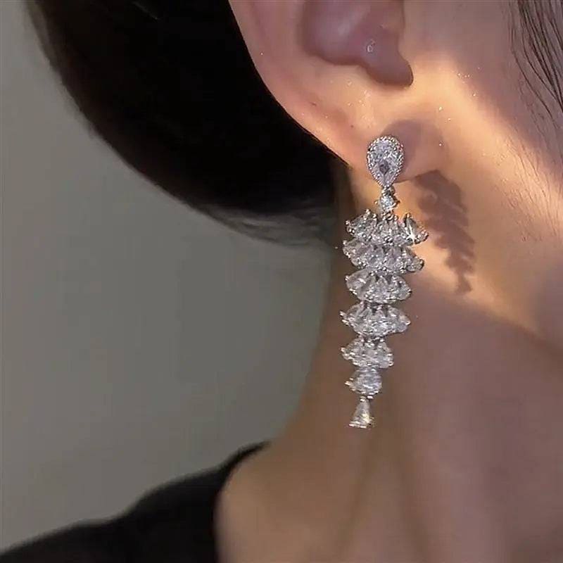 Christmas Tree Earrings - Silver Pagoda