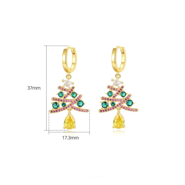 Christmas Tree Rhinestone Earrings for Shining Women’s Jewelry - Himpall