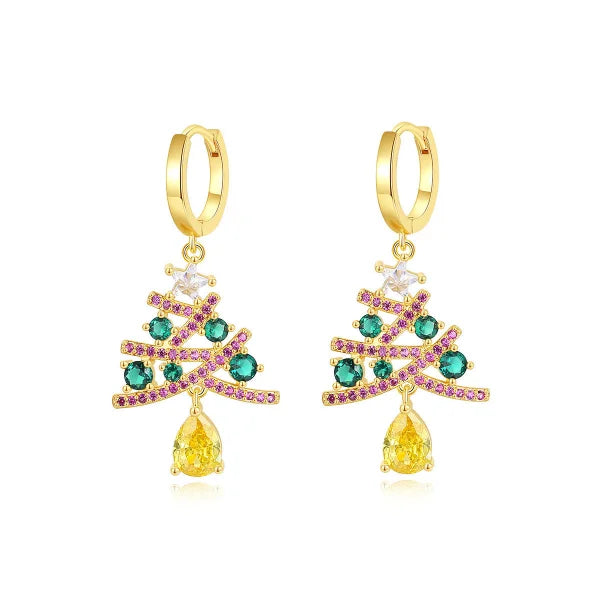 Christmas Tree Rhinestone Earrings for Shining Women’s Jewelry - Himpall