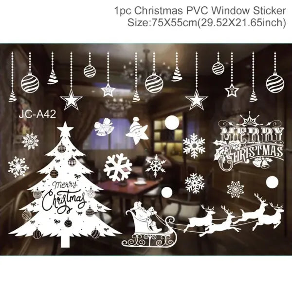 Christmas Window Stickers Merry Christmas Decorations for Home 2025 Christmas Wall Sticker Kids Room New Year