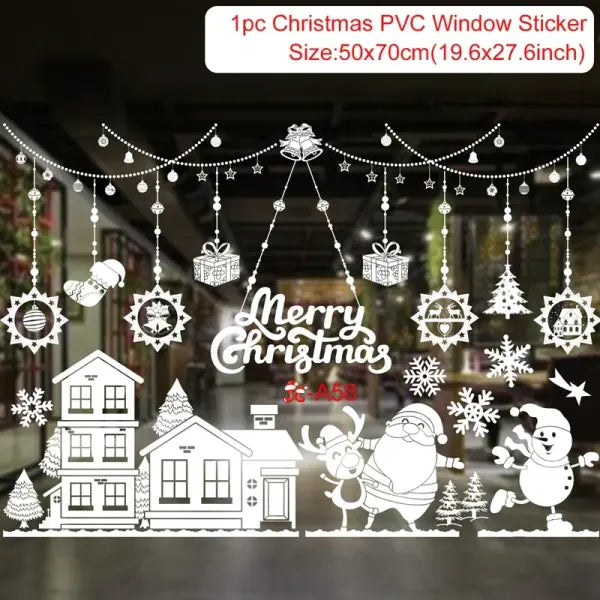 Christmas Window Stickers Merry Christmas Decorations for Home 2025 Christmas Wall Sticker Kids Room New Year