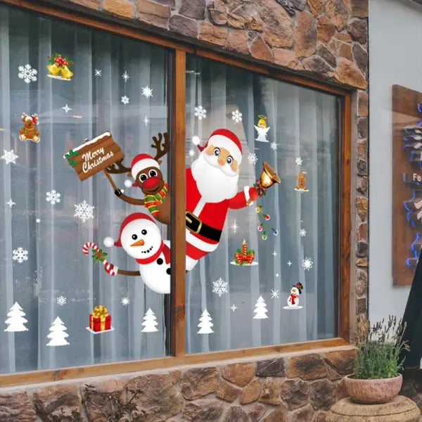 Christmas Window Stickers Merry Christmas Decorations for Home 2025 Christmas Wall Sticker Kids Room New Year