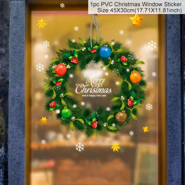 Christmas Window Stickers Merry Christmas Decorations for Home 2025 Christmas Wall Sticker Kids Room New Year