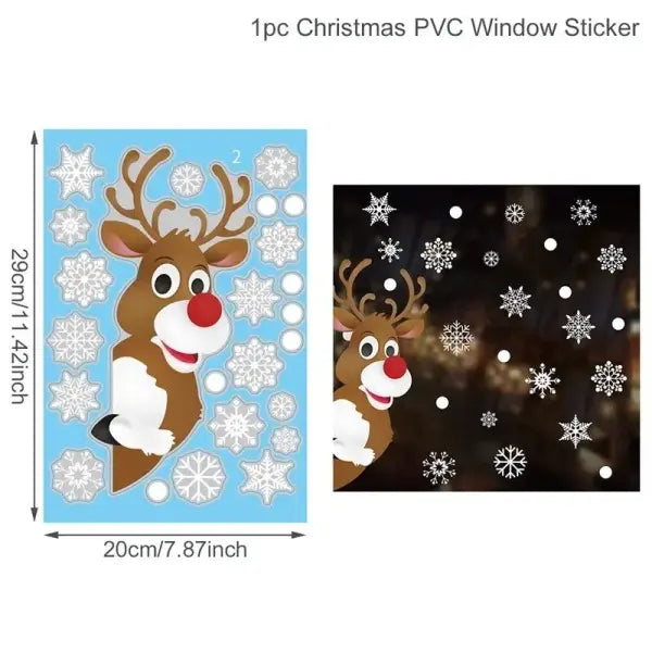 Christmas Window Stickers Merry Christmas Decorations for Home 2025 Christmas Wall Sticker Kids Room New Year