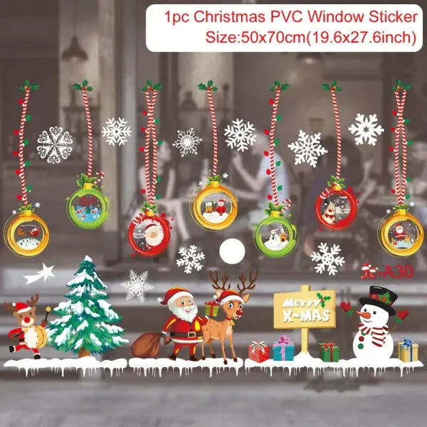 Christmas Window Stickers Merry Christmas Decorations for Home 2025 Christmas Wall Sticker Kids Room New Year