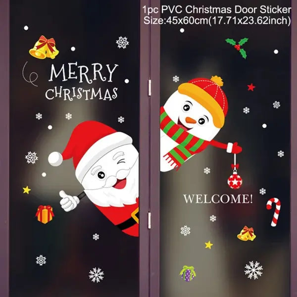 Merry Christmas Window Stickers: Reusable Festive Wall Decals for Home & Kids’ Rooms - Pink