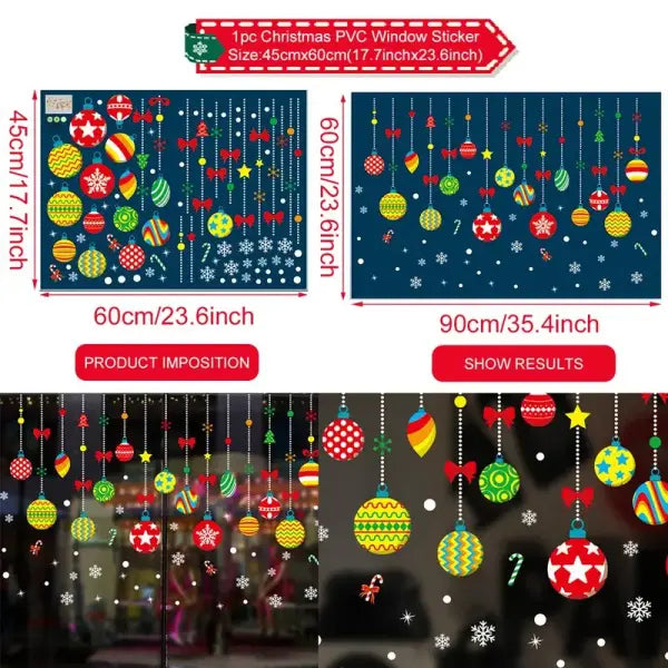 Merry Christmas Window Stickers: Reusable Festive Wall Decals for Home & Kids’ Rooms - Pale yellow