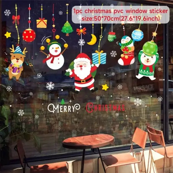 Christmas Window Stickers Merry Christmas Decorations for Home 2025 Christmas Wall Sticker Kids Room New Year