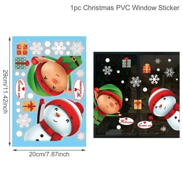 Christmas Window Stickers Merry Christmas Decorations for Home 2025 Christmas Wall Sticker Kids Room New Year