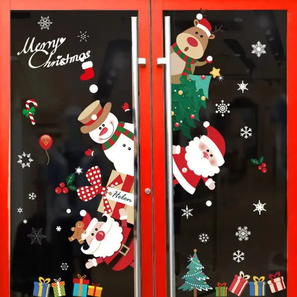 Christmas Window Stickers Merry Christmas Decorations for Home 2025 Christmas Wall Sticker Kids Room New Year