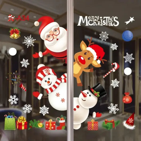 Christmas Window Stickers Merry Christmas Decorations for Home 2025 Christmas Wall Sticker Kids Room New Year
