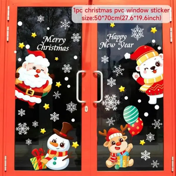 Christmas Window Stickers Merry Christmas Decorations for Home 2025 Christmas Wall Sticker Kids Room New Year