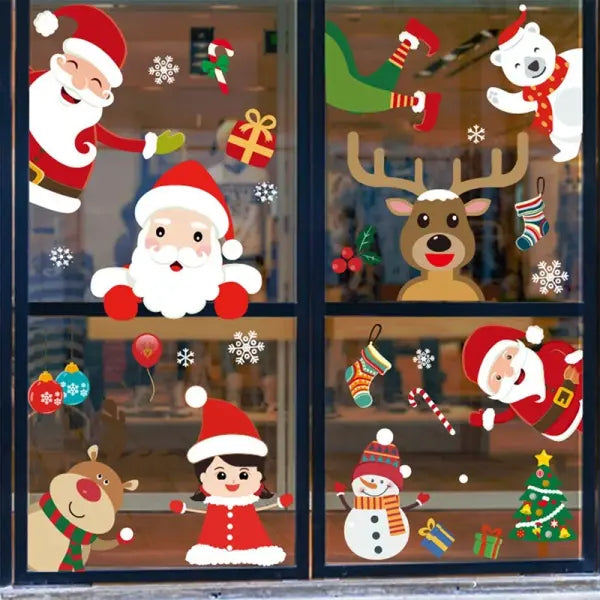 Christmas Window Stickers Merry Christmas Decorations for Home 2025 Christmas Wall Sticker Kids Room New Year