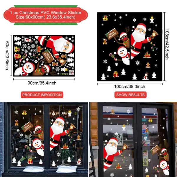 Christmas Window Stickers Merry Christmas Decorations for Home 2025 Christmas Wall Sticker Kids Room New Year