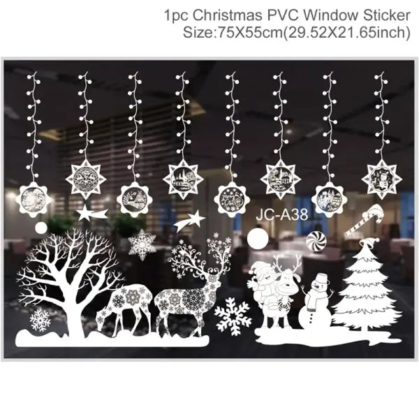 Christmas Window Stickers Merry Christmas Decorations for Home 2025 Christmas Wall Sticker Kids Room New Year