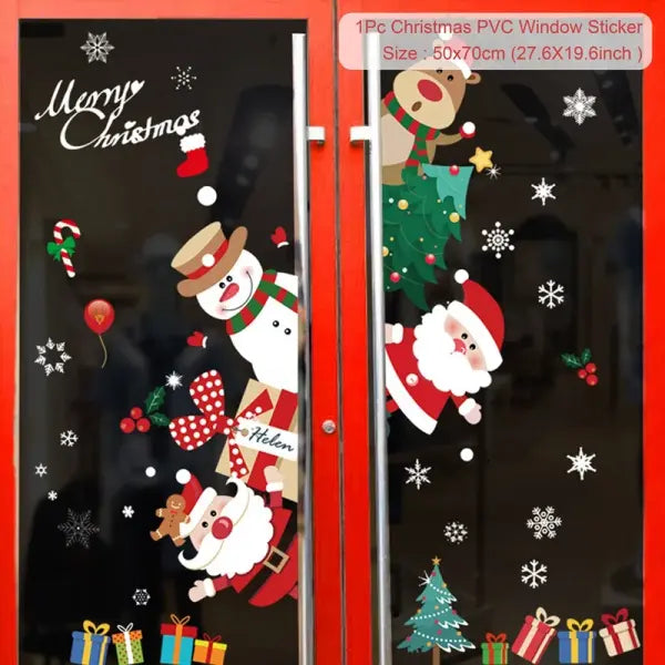 Christmas Window Stickers Merry Christmas Decorations for Home 2025 Christmas Wall Sticker Kids Room New Year