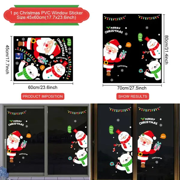 Christmas Window Stickers Merry Christmas Decorations for Home 2025 Christmas Wall Sticker Kids Room New Year
