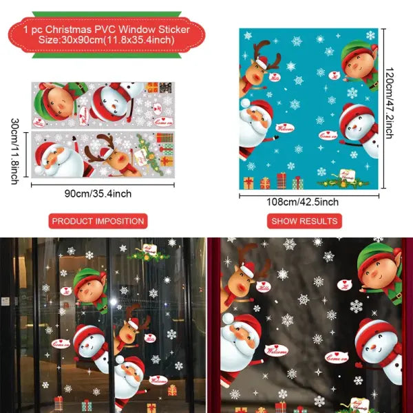 Christmas Window Stickers Merry Christmas Decorations for Home 2025 Christmas Wall Sticker Kids Room New Year