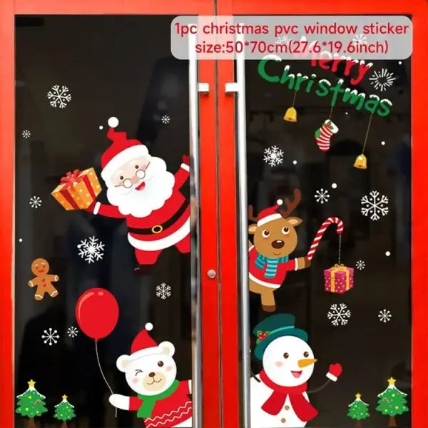 Christmas Window Stickers Merry Christmas Decorations for Home 2025 Christmas Wall Sticker Kids Room New Year
